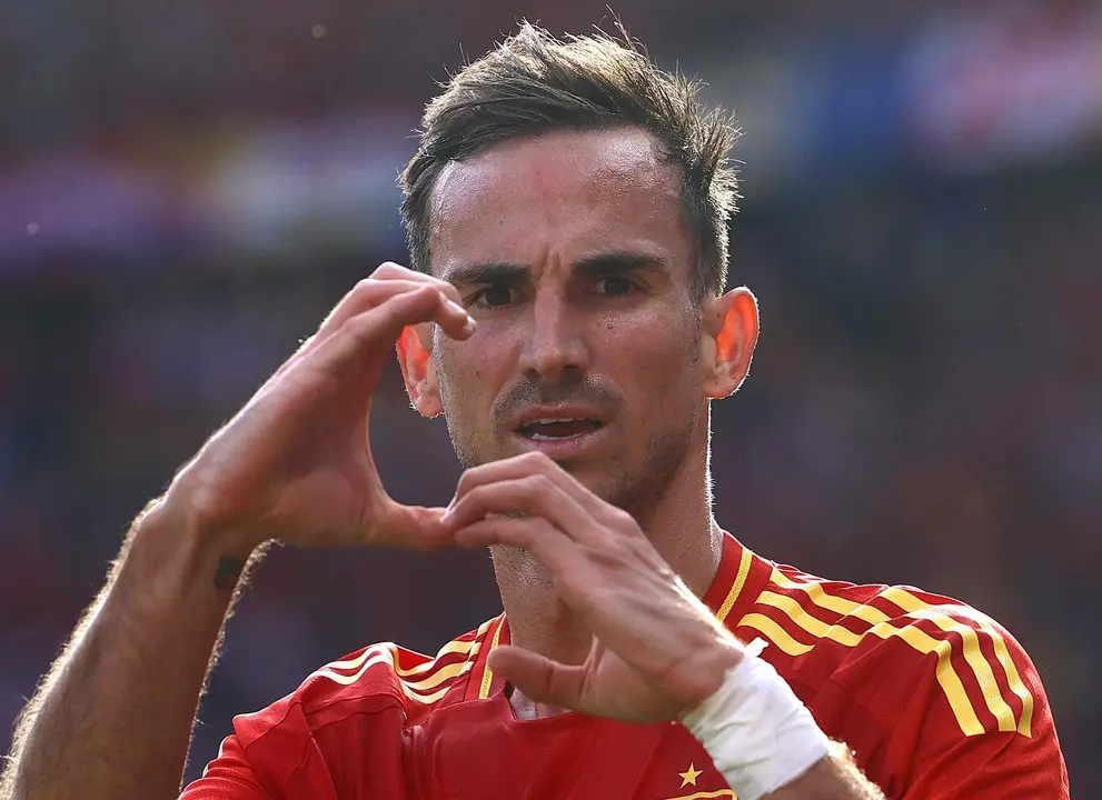 Fabian Ruiz celebra su gol durante el partido del grupo B de la UEFA EURO 2024 entre Espa&ntilde;a y Croacia en Berl&iacute;n, Alemania, el 15 de junio de 2024.  EFE/EPA/FILIP SINGER