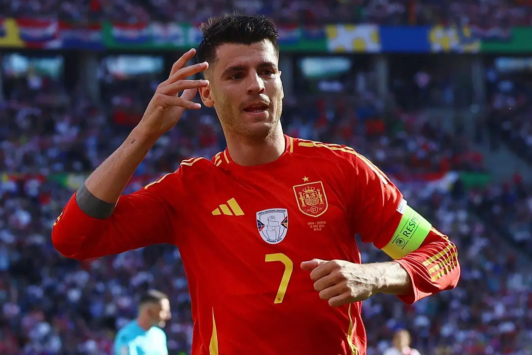 &Aacute;lvaro Morata, autor del primer tanto de Espa&ntilde;a en Alemania 2024. EFE/EPA/FILIP SINGER
