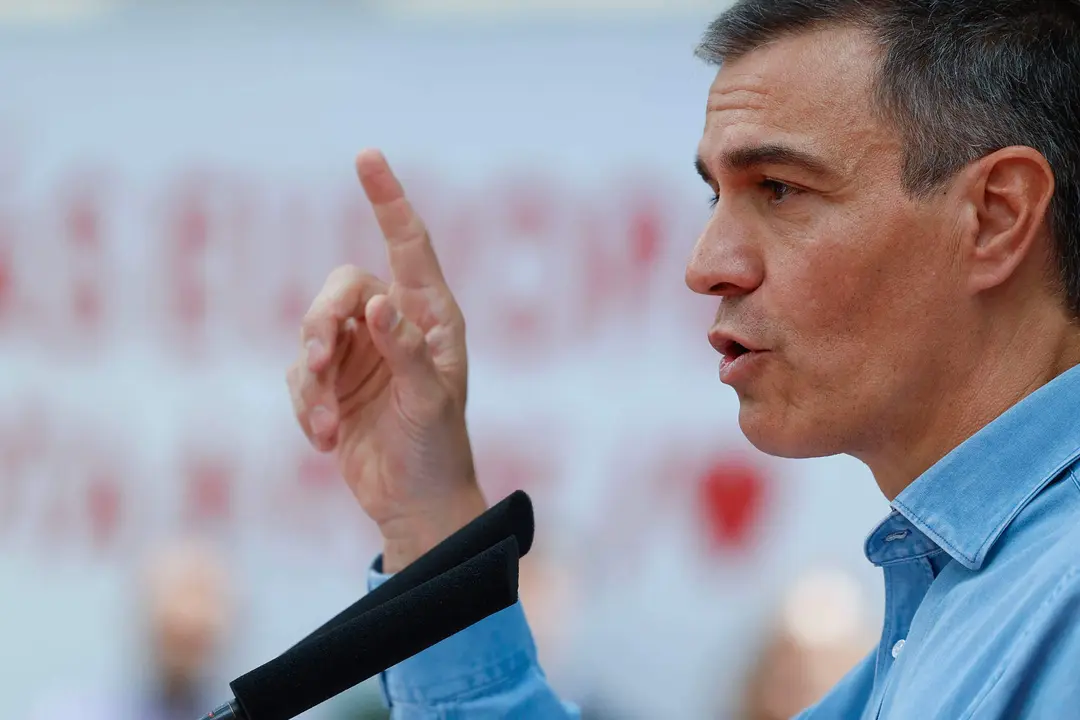El presidente del Gobierno y l&iacute;der del PSOE, Pedro S&aacute;nchez, participa en un acto de UGT, este viernes en Madrid. EFE/ Mariscal