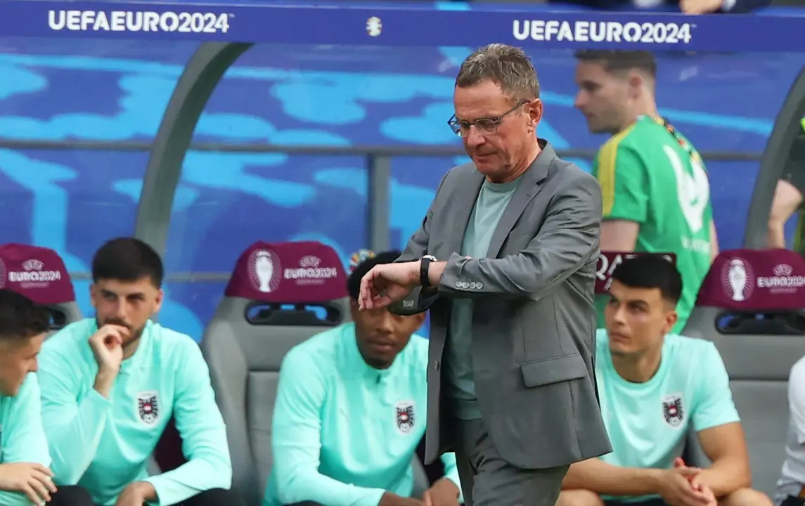El seleccionador de Austria Ralf Rangnick en Berl&iacute;n. EFE/EPA/HANNIBAL HANSCHKE