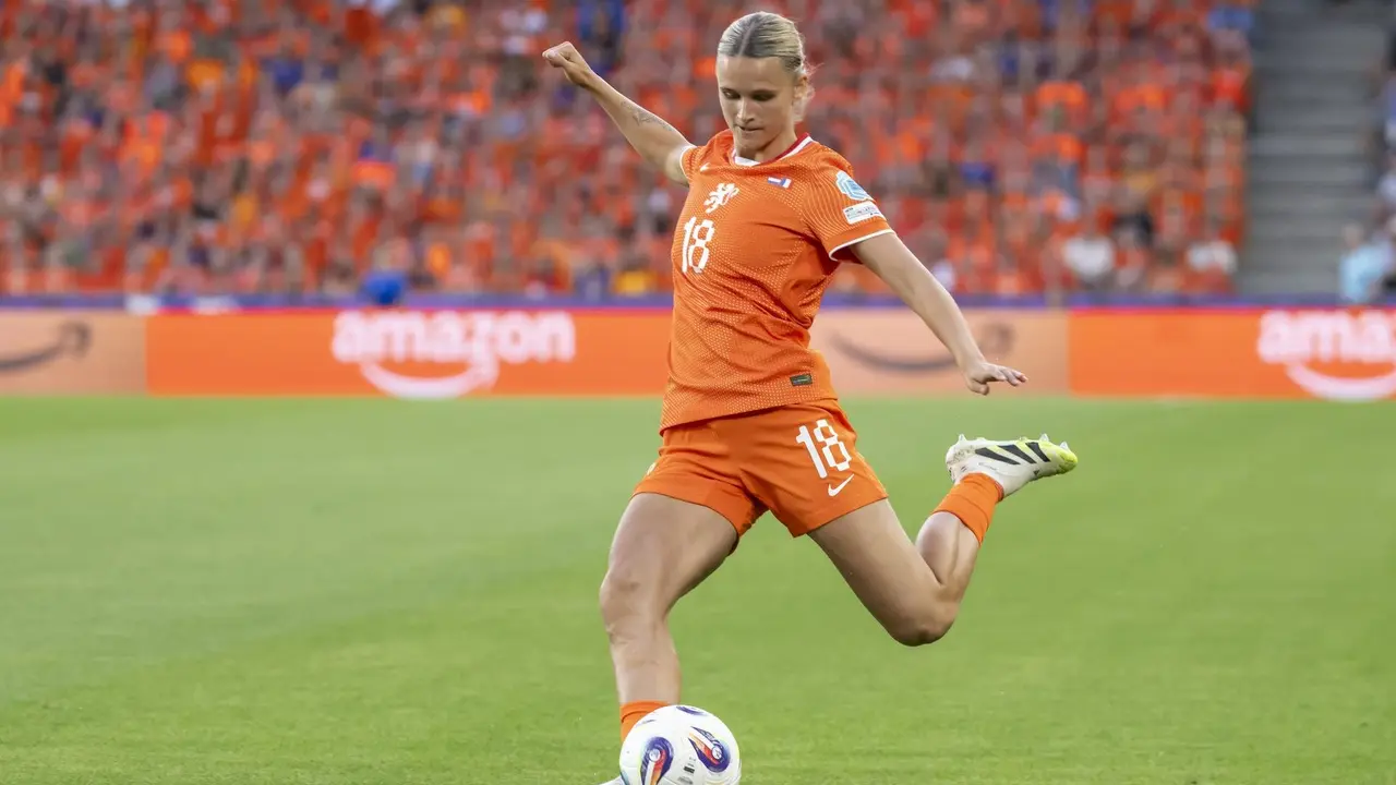 Kerstin Casparij, en un momento del partido. EFE/EPA/GEORGIOS KEFALAS.